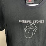 Vintage Rolling Stones Black‎ Rhinestone Logo T Photo 3
