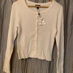 EXPRESS Petite Ribbed Crew Neck Cardigan Photo 1