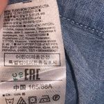 Gap  Blue Denim Square Neck Blouse Tie Sleeves Photo 4