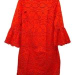 J.Crew  Bell-sleeve Dress Embroidered Eyelet in Brillant Sunset, Size 00, NWT Photo 4