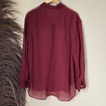 Theory Maroon Dotted Silk Blouse Photo 9