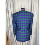 plaid blazer 1980s boxy purple blue green Size 12 Photo 3