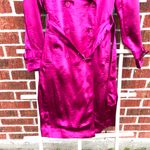 INC Raspberry pink trench satin coat Medium Photo 11