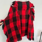FSL + Apparel Red & Black Buffalo Plaid Fringe Vest Top Size Small Open Front Photo 7