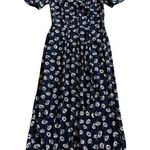Fat Face Francis Daisy Midi Dress Navy White Floral Button Size 2 Women's NWT Blue Photo 0