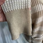 Evereve Womens Cardigan Sweater XL Tan Beige Striped Knit Open Front Photo 4