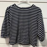 Anthropologie Maeve By  Navy Blue & White Stripe Top NWT Photo 1