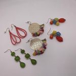 Dress Up Lot Of 4 Costume Earrings Pierced Dangle Drop  Colorful Mix Photo 0