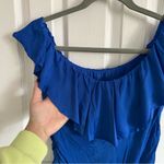 Trina Turk Women’s Monaco Off The Shoulder Ruffle One Piece Swim Blue Size 12 Photo 3