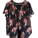 Torrid Harper Studio Crepe de Chine Flutter Short Sleeve Blouse Size 1 Floral Photo 0