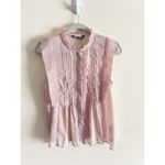 ZARA  Women's Sheer Ruffle Button Up Sleeveless Blouse SIZE SMALL‎ NWT Blush Pink Photo 1