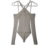 Abercrombie & Fitch Women's  Cream Knit Elastic Long Sleeve Bodysuit Top Size XS Photo 1
