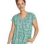 Ellos Plus Size 2X Top 26W 28W Green Twisted V Neck Tee A Line Cotton 254 Photo 0