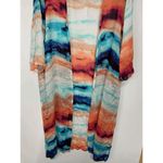 Mix It Women's Shawl Kimono Open Front Swimsuit Cover Up Orange Blue One Size Size undefined Photo 2