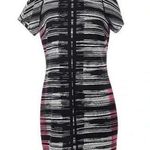 Andrew Marc  New York Black White & Pink Stripe Stretchy Dress Size 4 Small Photo 0