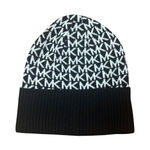 Michael Kors MK Logo Knit Beanie Hat Black White Winter Warm NWOT Photo 0