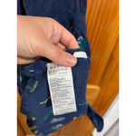 Anthropologie Stacia Floral Apron Embroidered Navy Blue Lightweight Linen Blend Photo 2