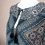 Ella Moss  Anthropologie|Revolve 100% Silk Boho Paisley Blouse Tassels Size Small Photo 2