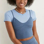 Aerie NWT  Take Charge Sweater Corset Tank Top Cropped Blue Size Large L NEW Photo 0