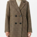 ZARA NWT Plaid Double Breasted Peacoat Womens XS Brown Old Money Light Academia Photo 0