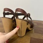 UGG  Womens Sandals 8 Leather Strappy Wood Block Heel Peep Toe Stud Boho Nadia Photo 7
