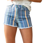 Judy Blue Plus Size Multicolor Striped High Rise Frayed Denim Shorts 1XL Photo 0