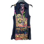 Anthropologie Leifnotes Mini Shirtdress 4 Blue Silk Scenic Floral Bohemian Artsy Photo 1