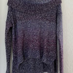 American Eagle Purple Knit Thick Cowl Neck Fold Over Ombré Cozy Sweater Y2K Vtg Photo 0