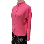 Vintage Women's Mock Neck Pearl Button Cardigan Sweater Pink Size M Classic Size M Photo 3