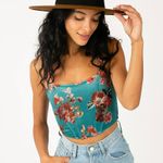 Mia Joy Joyfolie Journee Corset Top In Aegean Ikat Green Size XXS Photo 0