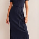 Boden Ribbed Jersey Midi Shirt Dress in navy blue size 12 work office career Photo 0