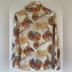 Vintage 1970s Lady Manhattan sheer, cream button up, cigar label novelty print Tan Size undefined Photo 4