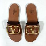 Valentino Garavani VLOGO Leather Slide Sandals Tan 36 6 NEW WS0M21HWS0CR Photo 0