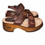 Candie's Vintage Candie’s Brown Leather Wooden Platform Sandals Shoes size 8 90’s Y2K Photo 4