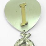Vintage 50s Heart Bowling Pin Initial I Silver Photo 2