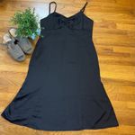 Melrose and Market Women’s Large Black Satin Spaghetti Strap. Midi Dress Party Photo 0