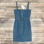 Skylar + Madison Skylar Madison Medium Wash Denim Cut Off Button Pinafore Dress Overall NWT Small Photo 5