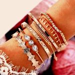 Boutique NEW Solid Gold Plated 7 pc Boho Stacking Bracelet Set Photo 6