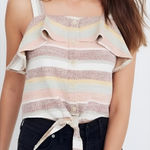 Madewell Texture & Thread Summer Boho Beach Striped Ruffled Tank Top Size M Photo 0