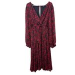 Torrid Red Black Floral Crinkle Chiffon Surplice Balloon Sleeve Midi Dress 3X Photo 4