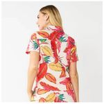 Nine West Tropical Leaf Print Tie Bottom Button Up Shirt Size Small Photo 1