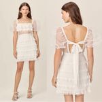 For Love & Lemons  • Posie Mini Dress crystal pleat lace tiered chiffon sheer Photo 3