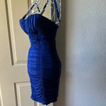 Chic Royal Blue Ruched Mini Dress Photo 4