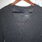 American Eagle  S Gray Lace Up Pullover Sweater Photo 1