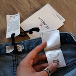 Moncler NWT  Womens Feminine Hipster Edgy Wide Leg Raw Hem Two Tone Jeans Size 42 Photo 1