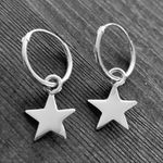 Small Sterling Silver Star Hoops earrings Photo 0