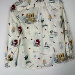 Talbots French Graphic Print Collar Button Down Shirt Top Sz Petite Womens Photo 4
