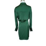 Ba&sh Green Mini Shirt Dress XS Wrap Designer Cocktail Satin Ruched Holiday $340 Photo 9