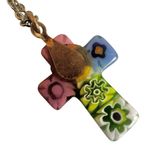 Vintage Millefiori Glass Cross Necklace Photo 9
