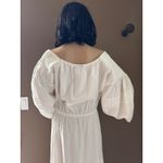 White cottagecore prairie midi on off shoulders dress big sleeves medium Photo 7